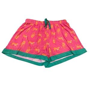 The Royal Standard Wild Cat Print Pink Sleep Shorts